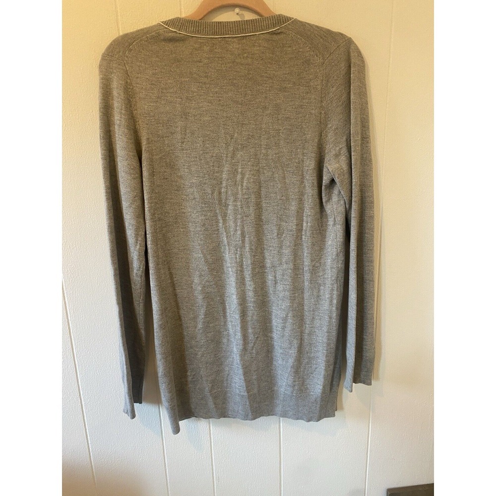 Merino Wool Blend Banana Republic 2 Pocket Grey Cardigan Size M - Picture 3 of 6